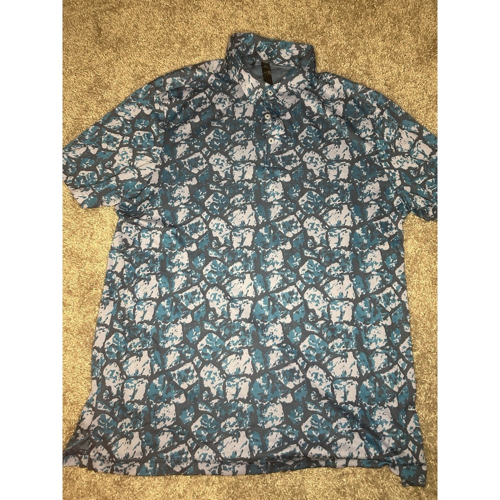 Adidas Men's L Regular Cobblestone Geometric Polo Short Sleeve Collared Golf